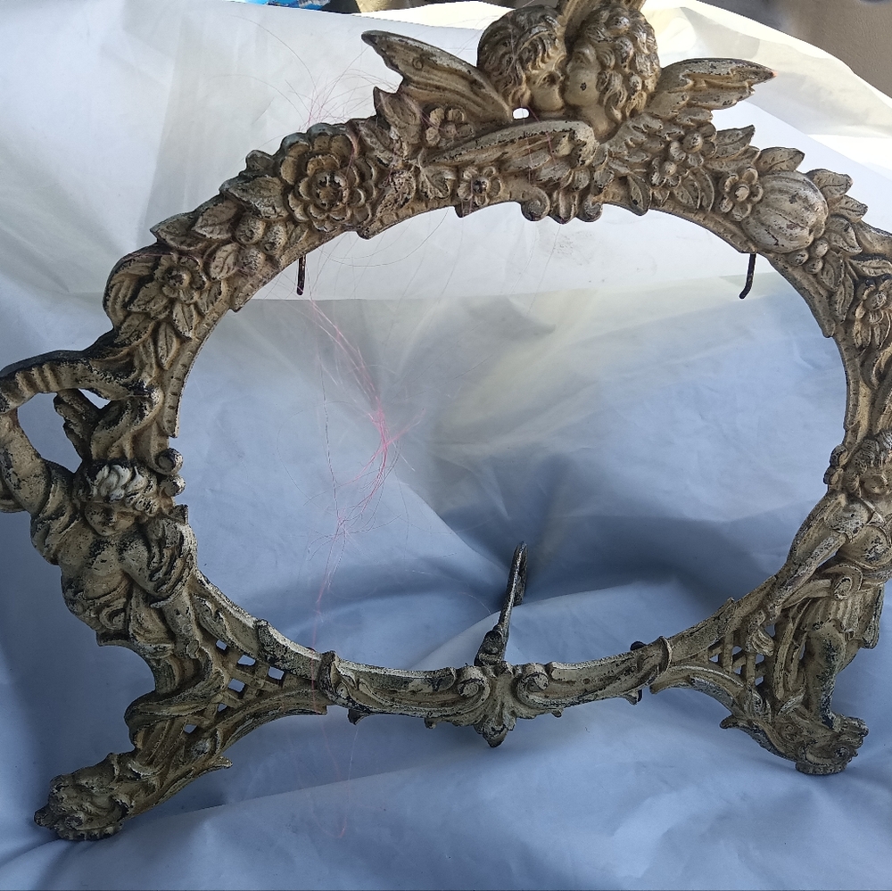 Vintage French cherub  mirror frame made of brass (this one has been painted)